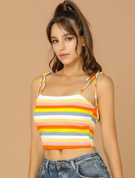 Allegra K- Sleeveless Spaghetti Straps Cami Crop Top