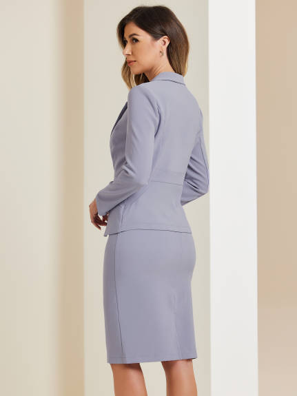 Allegra K- 2 Piece Suit Set Blazer and Pencil Skirt