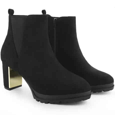 Allegra K - Round Toe Platform Mirror Heeled  Ankle Boots