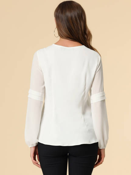 Allegra K- Long Sleeve Work Blouse Pack, White Combo 2