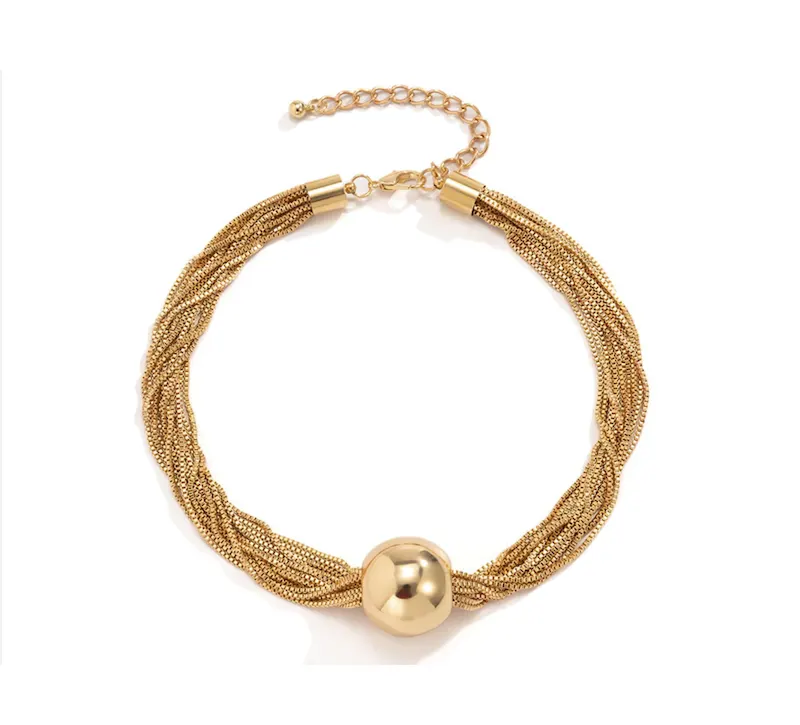 Goldtone Twisted Multi-Strand Ball Necklace- Don't AsK