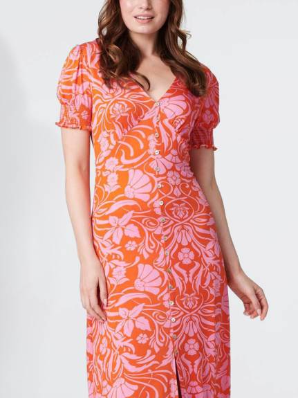 Paula Robe Moulante Imprimé Floral Orange