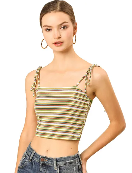 Allegra K- Sleeveless Spaghetti Straps Cami Crop Top