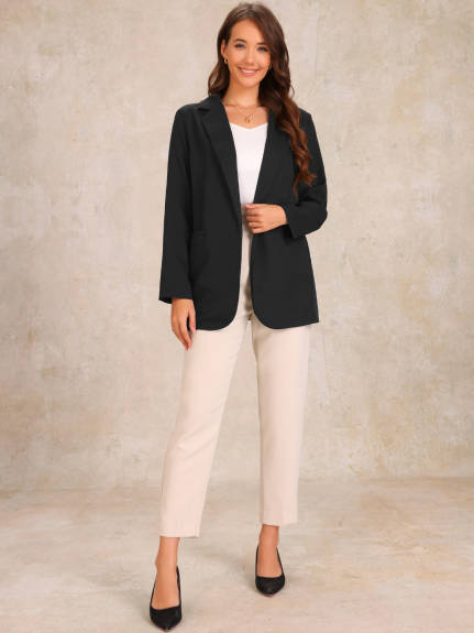 Allegra K - Open Front Long Sleeve Work Blazer