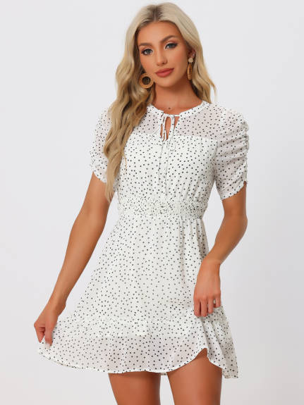 Allegra K - Polka Dots Summer Ruffle Mini Dress