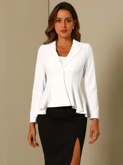 Allegra K - Single Button Dressy Peplum Blazer