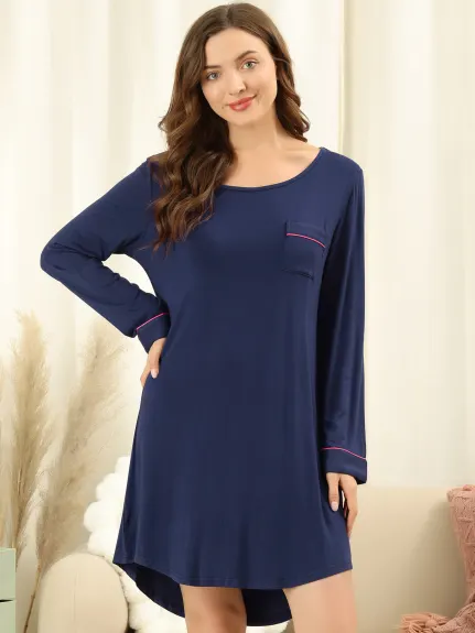 Allegra K- Round Neck Long Sleeve Sleepwear