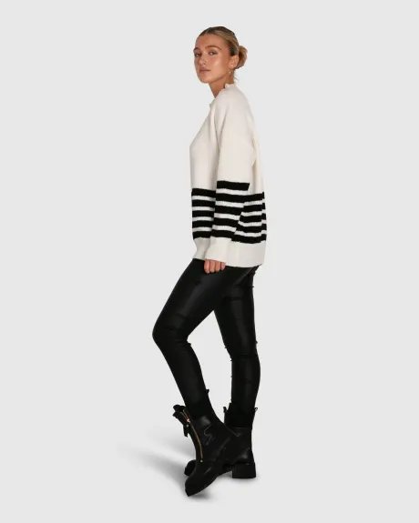 Tricot rayé oversize Everything I Do - Noir Blanc