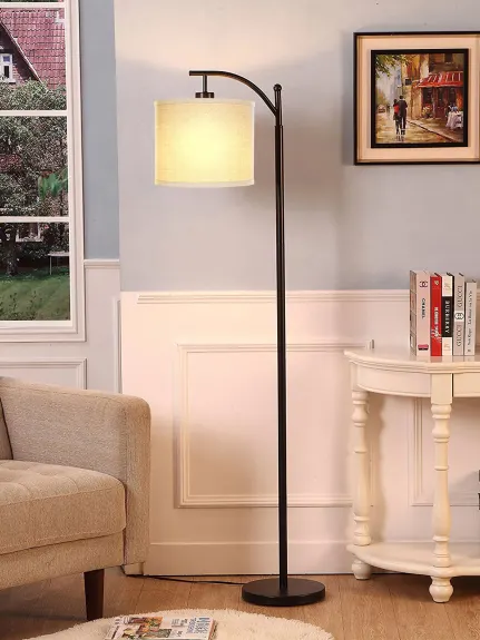 Montage Modern Led Standing Floor Lamp With Arc Hanging Drum Shade