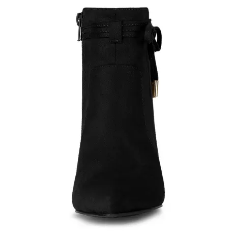 Allegra K - Bottines à bout pointu et talon épais avec fermeture éclair