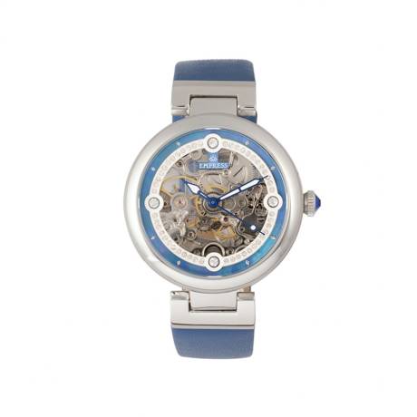 Montre squelette automatique Empress Adelaide avec bracelet en cuir - Blanc