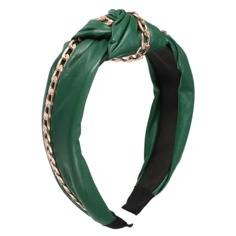 Unique Bargains - PU Leather Chain Decor Cross Knot Headbands