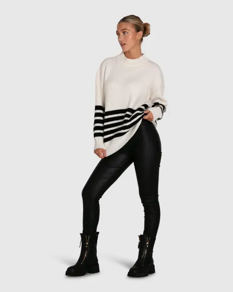 Everything I Do Oversize Striped Knit - Black White