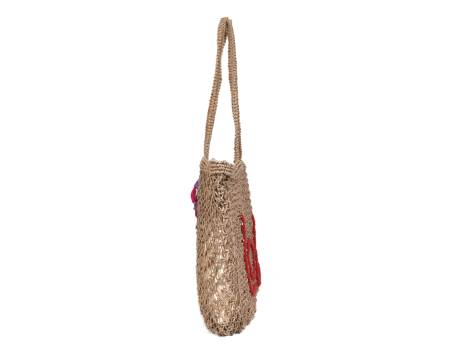 Aaron Leather Goods- Woven Jute Tote Bag - Love