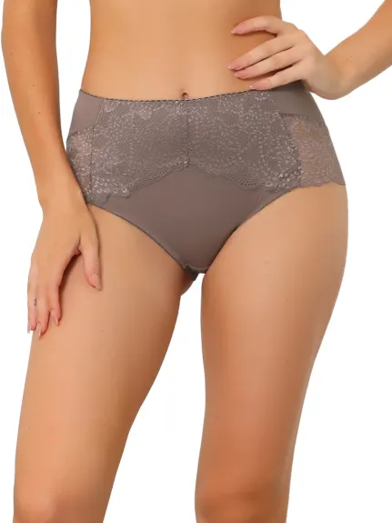 Allegra K- High Waist Lace Silky Brief Panties