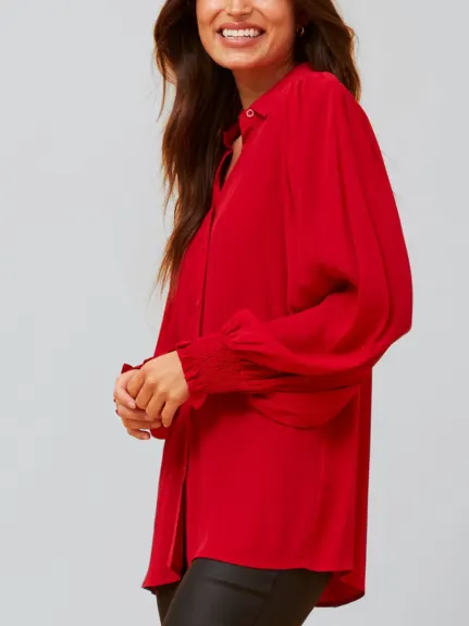 Annick - Cindy Shirt Long Puffy Fitted Sleeves Solid