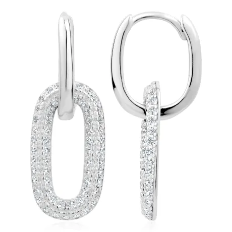 Club Rochelier BOUCLES D'OREILLES DOUBLE BOUCLES ZIRCONE CUBIQUE 3A