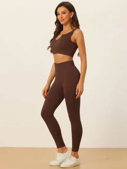 Allegra K- Ribbed Sports Bra and Leggings Set