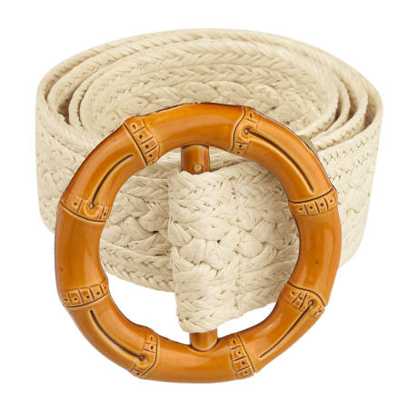 Allegra K- Round Buckle Woven Belt Boho Vintage Style