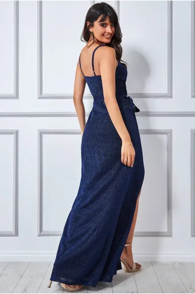 Goddiva - Wrap Style Spaghetti Strap Maxi With Split