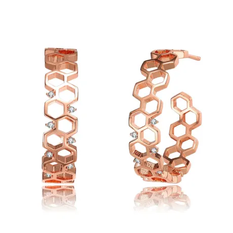 Rachel Glauber Gorgeous Open Hoop Earrings with Clear Cubic Zriconia