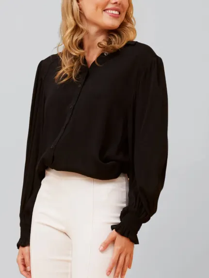 Annick - Cindy Shirt Long Puffy Fitted Sleeves Solid