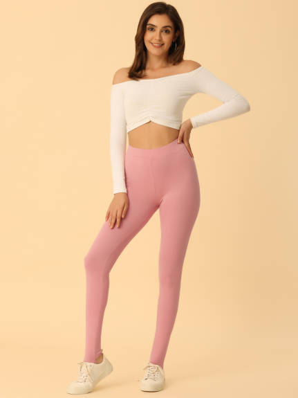 Allegra K - Solid Elastic Yoga Stirrup Leggings Pants