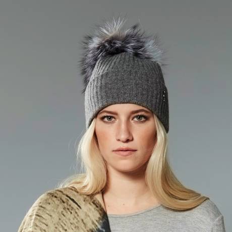 Harricana -  Tuque En Cachemire Recyclé Pompon Fourrure Recyclée