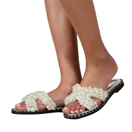 Where's That From - Womens/Ladies Iona Pearl Wide Flat Sliders