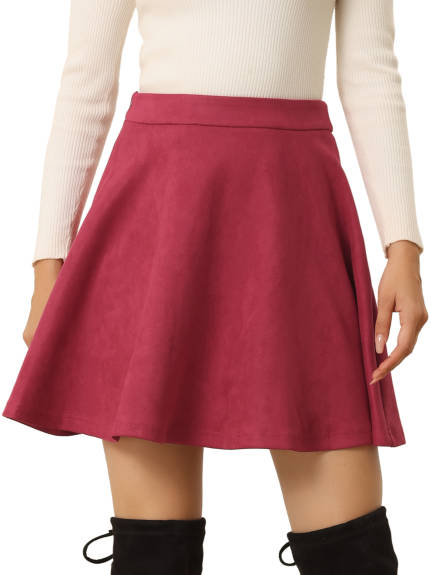 Allegra K- Faux Suede A-line Mini Skirt