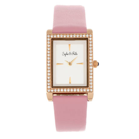 Sophie and Freda - Montre Wilmington avec bracelet en cuir et cristaux Swarovski - Rose