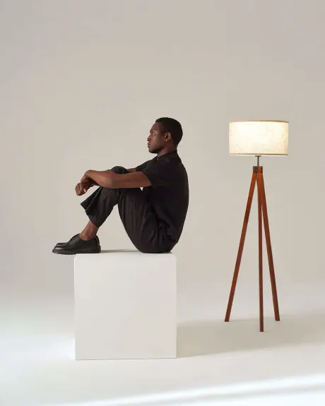 Eden Led Tripod Floor Lamp With Solid Wood Legs