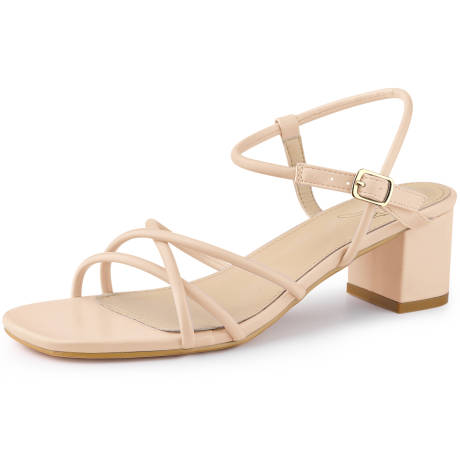 Allegra K- Strappy Open Toe Slingback Low Heel Sandals