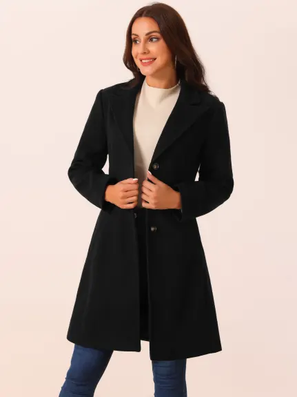 Allegra K - Manteau à simple boutonnage avec revers cranté