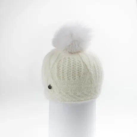 CANADIAN HAT - VALE-P - ANGORA BEANIE W UPCYCLED FUR POM