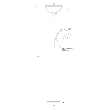 Sky Dome Plus Led Torchiere Floor Lamp With With 1 Reading Arm