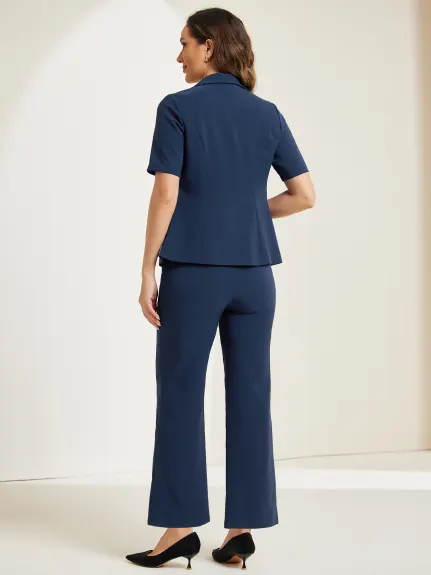 Allegra K - Short Sleeve Blazer Pants Suits