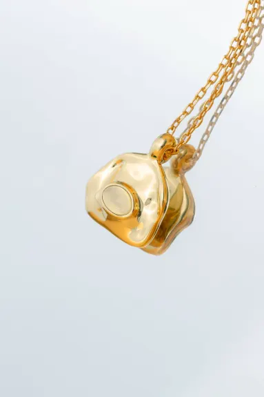 Aria Gold Gemstone Pendant Necklace Layer Set-Translucent White