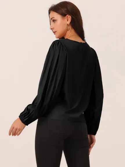 Allegra K - Blouse Élégante à Manches Longues Plissées