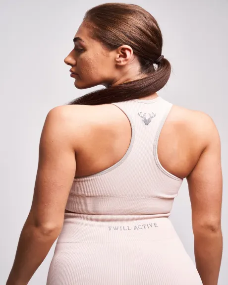 Twill Active - Soutien-gorge de sport à côtes recyclées en Nomex - Vison