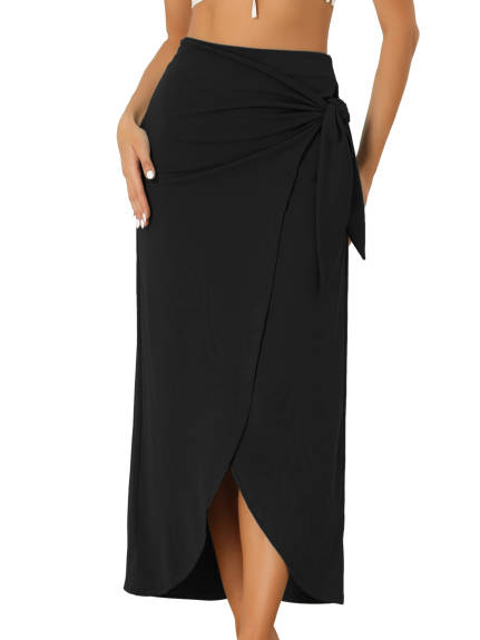 Allegra K- Boho High Waist Beach Tie Waist Wrap Skirt