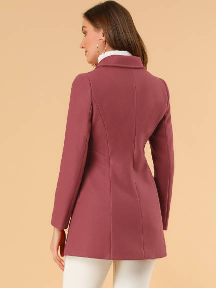 Allegra K- Peter Pan Collar Double Breasted Coat