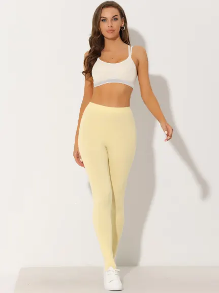 Allegra K - Solid Elastic Yoga Stirrup Leggings Pants