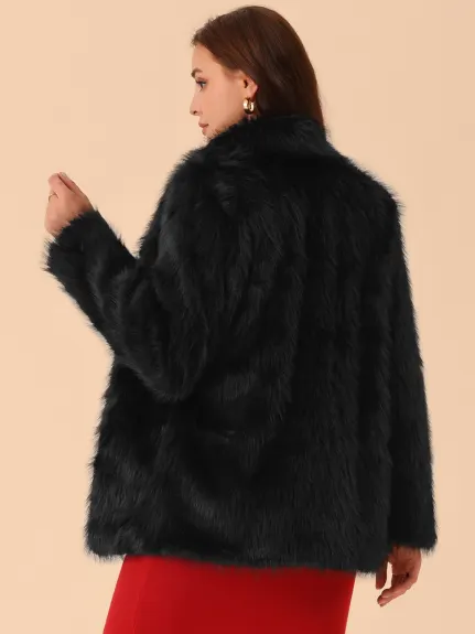 Allegra K - Faux Fur Winter Shaggy Coat