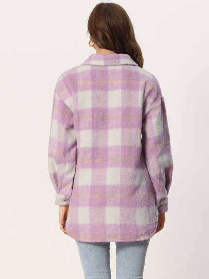 Allegra K- Plaid Shacket Flannel Coats