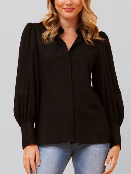 Annick - Maxine Shirt Fitted Long Puffy Sleeves Solid