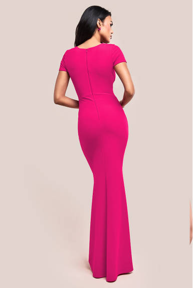 Goddiva - Scuba Crepe Twist Cutout Maxi Dress