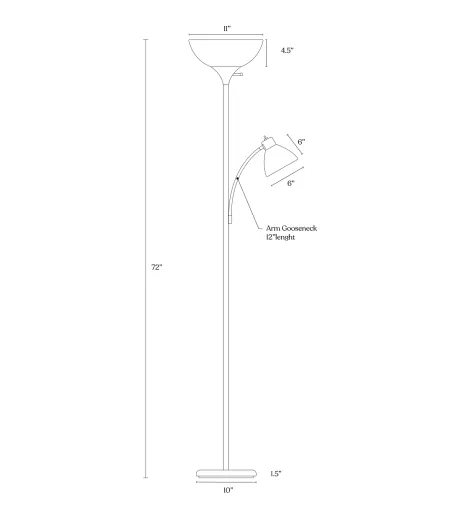 Sky Dome Plus Led Torchiere Floor Lamp With 1 Reading Arm