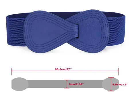 Allegra K- Interlock 8-Shaped Buckle Elastic Belt