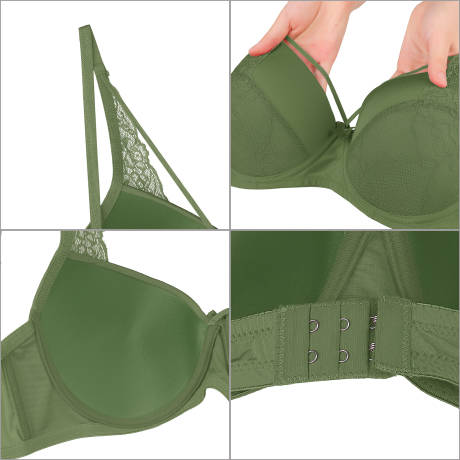 Allegra K- Plus Size Bras Full Coverage Figure Minimizer Bras Panties Sets